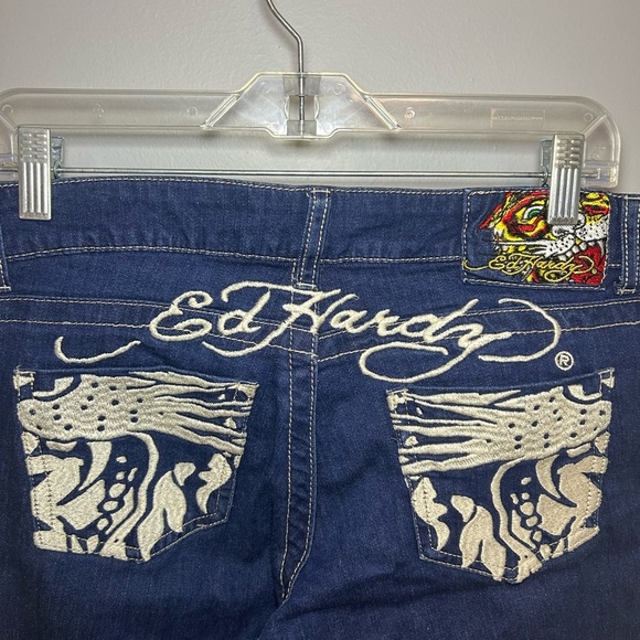 Ed Hardy tiger embroidered distressed jeans - Picture 3 of 10